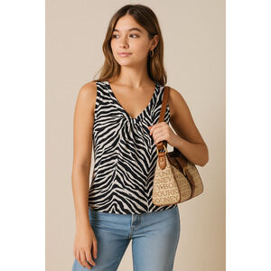 Express Y2K Zebra Print Sleeveless Top – Size Small